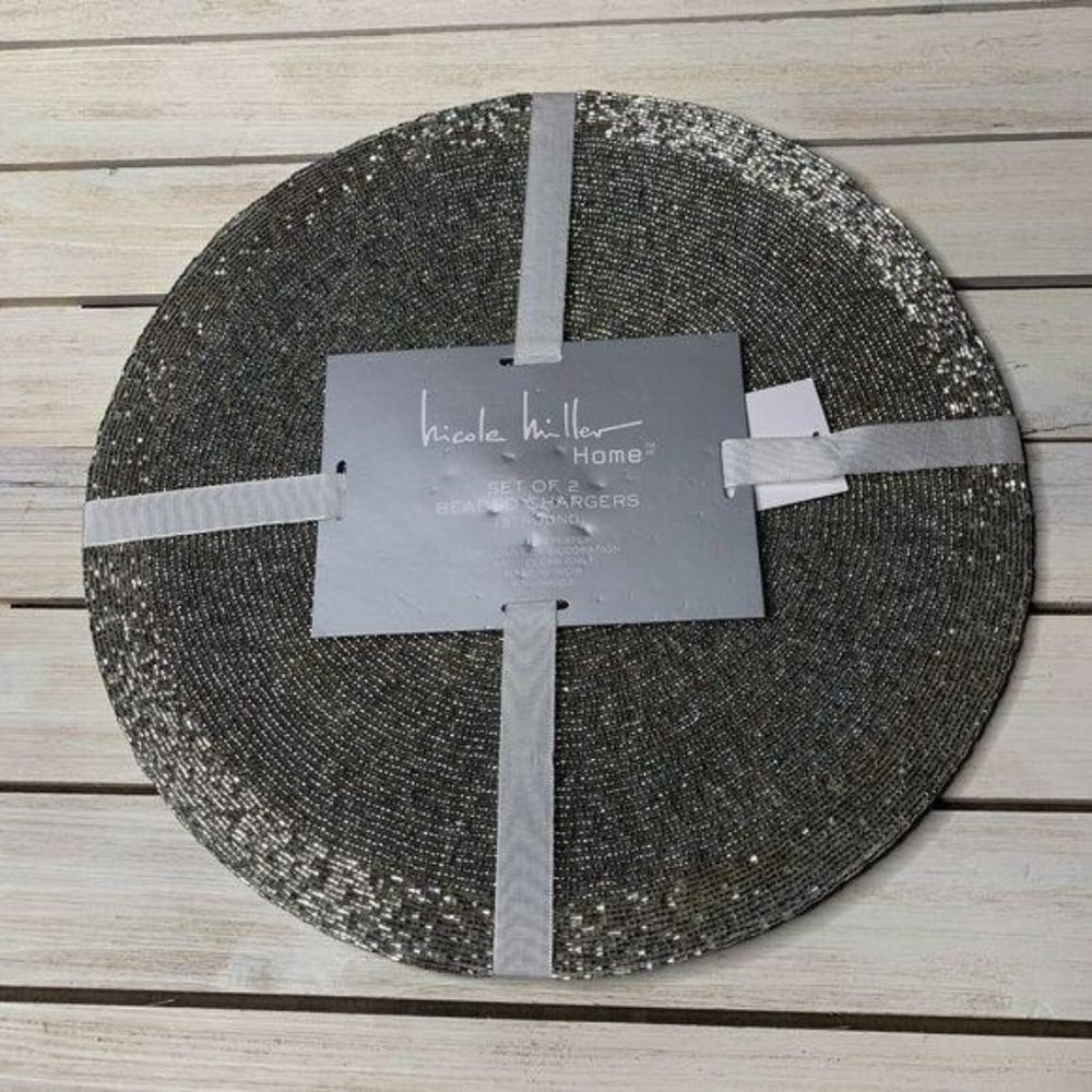 Nicole Miller Home 15″ Beaded Charger Plac…